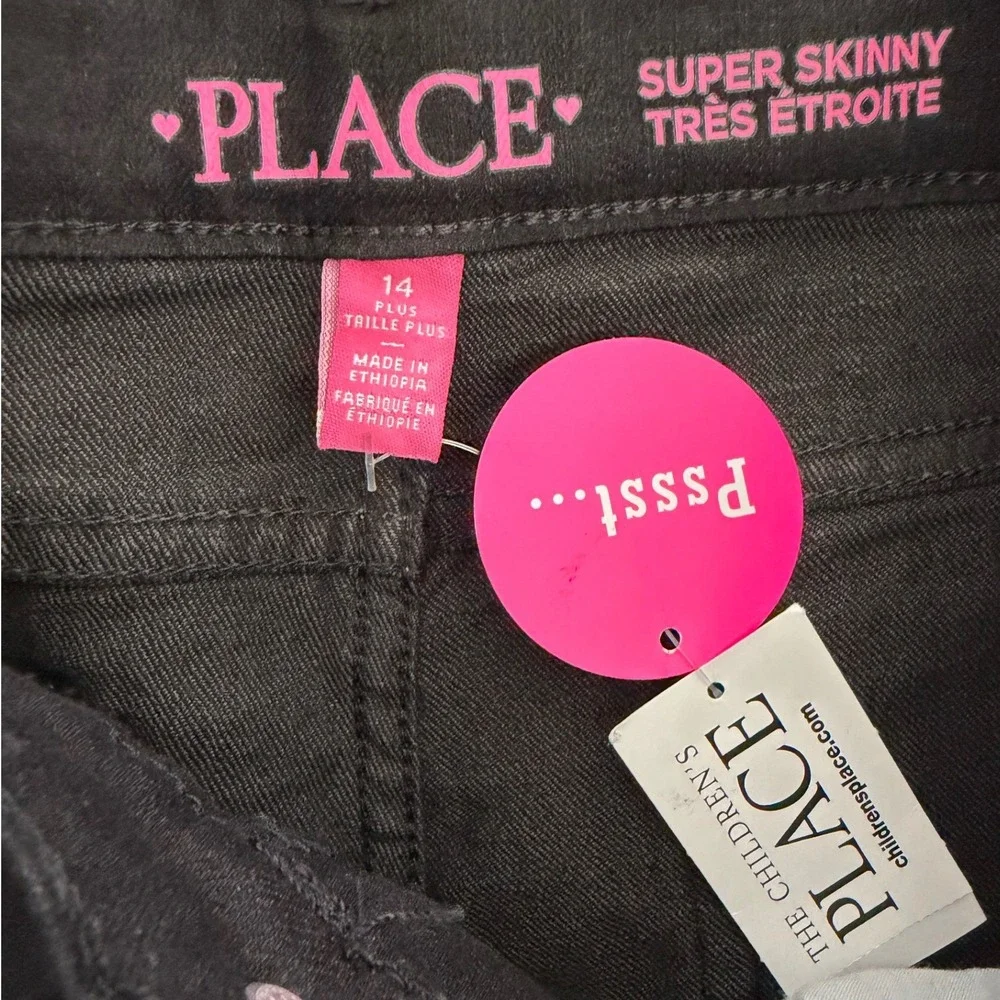 The Children's Place Super Skinny Jeans Girls 14 Plus Black Stretch Denim Pants